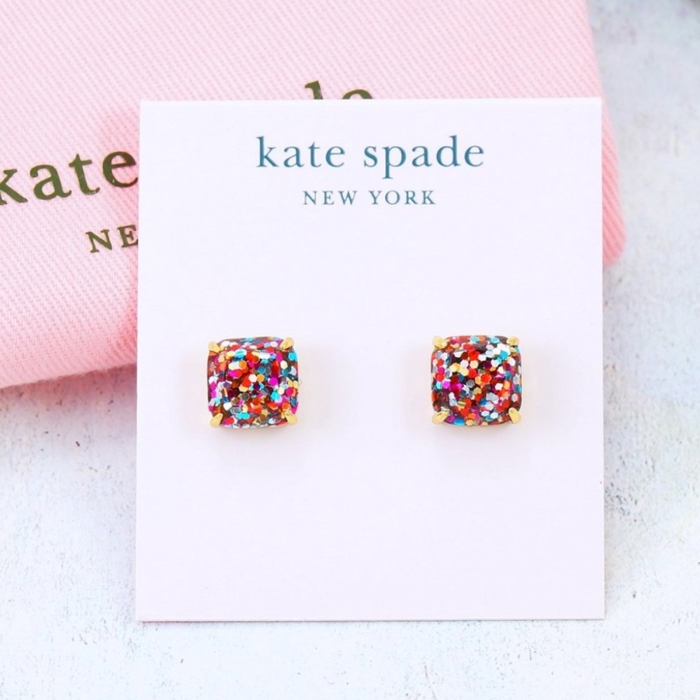 Kate Spade Small Multicolor Glitter Stud Earrings - NWT